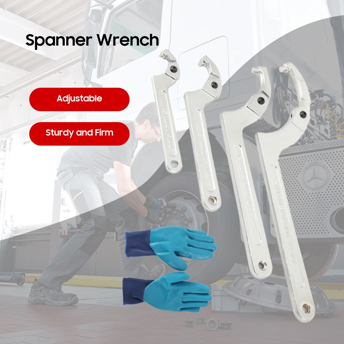 Adjustable Spanner Hook Wrench for Hydraulic Ram Cylinder, Mechanical Machine
