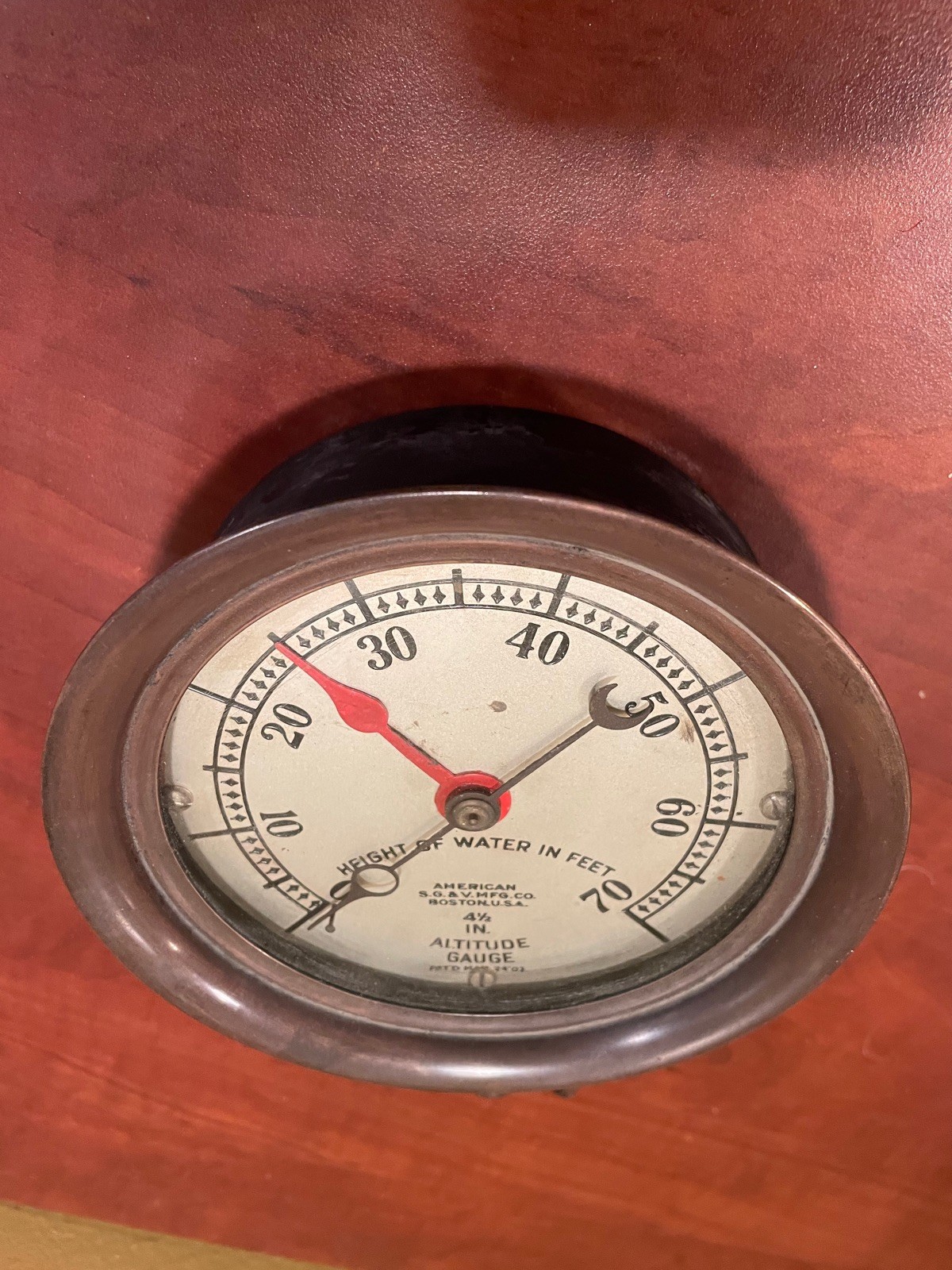 Antique 4 1/2″ Altitude Guage American Steam Guage & Valve Co. Pat’d Mar 24 1903