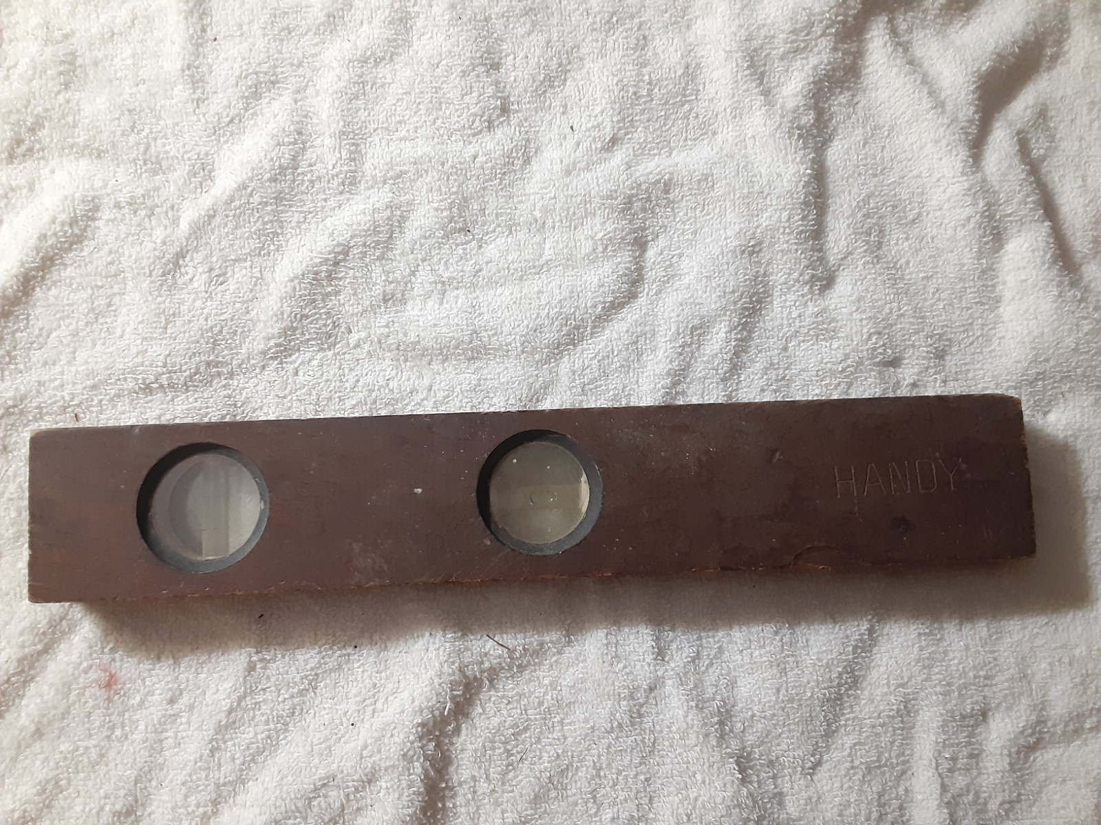 Vintage HANDY Wooden Level with Two Bubble Vials Carpenter Tool, 12″