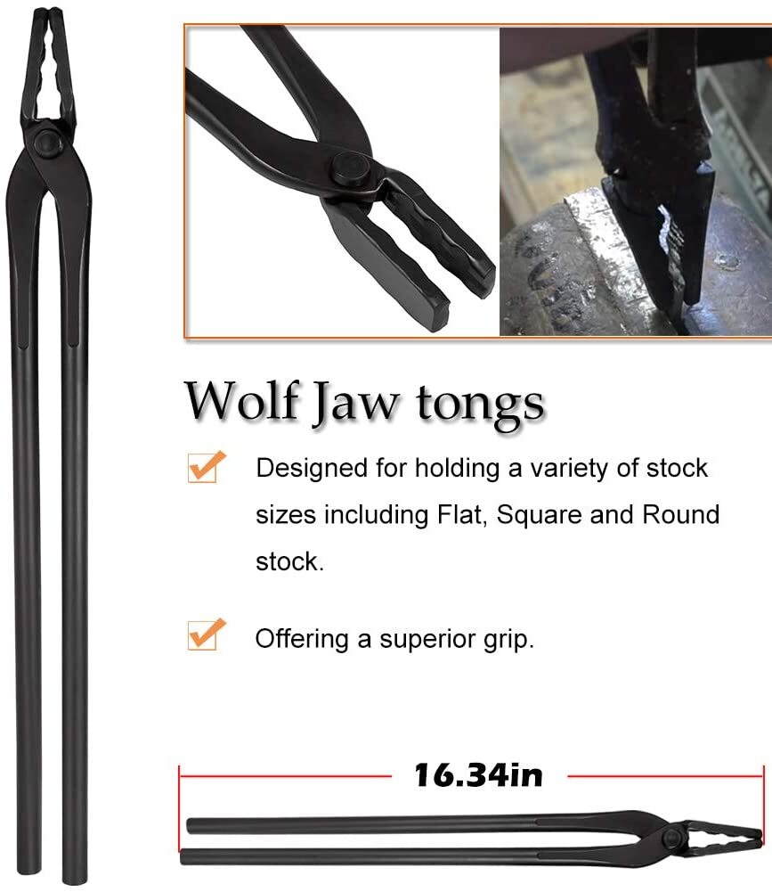 Blacksmith Tongs Tools Set Flat Tongs & Square Jaw Tongs, Bolt Tongs,Blade Tongs