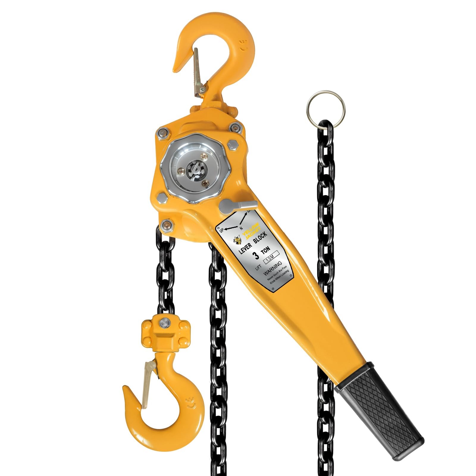 YELLOW JACKET 3 Ton Manual Lever Chain Hoist, G80 Galvanized Carbon 3 5FT