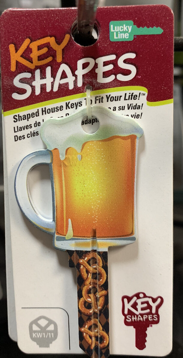 COOL GIFT IDEA BEER & PRETZELS KWIKSET KW1, KW10, KW11 UNCUT KEY BLANK (B110K)