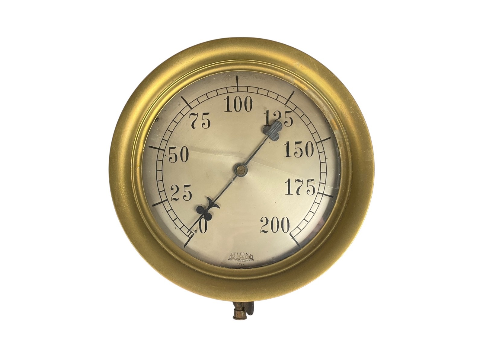HUGE 12-inch FEDERAL WARRANTED Chicago 200 Pressure Gauge Clover Leaf STEAM PUNK