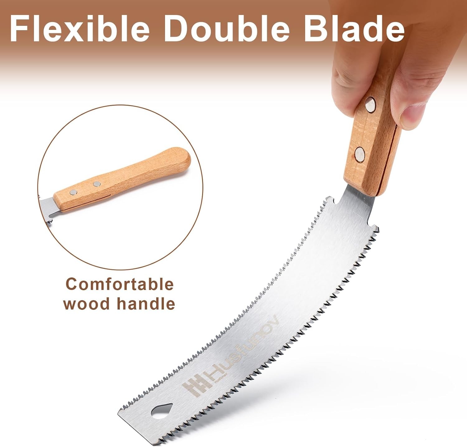 Japanese Hand Saw, 6 Inch Pull Saw with Double Edges of 11/17 TPI, SK5 Flexible