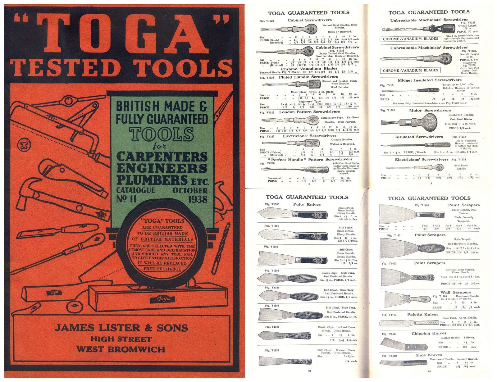 Orig. 1938 Catalogue of “Toga” Tested Tools – Jas. Lister & Son – mjdtoolparts
