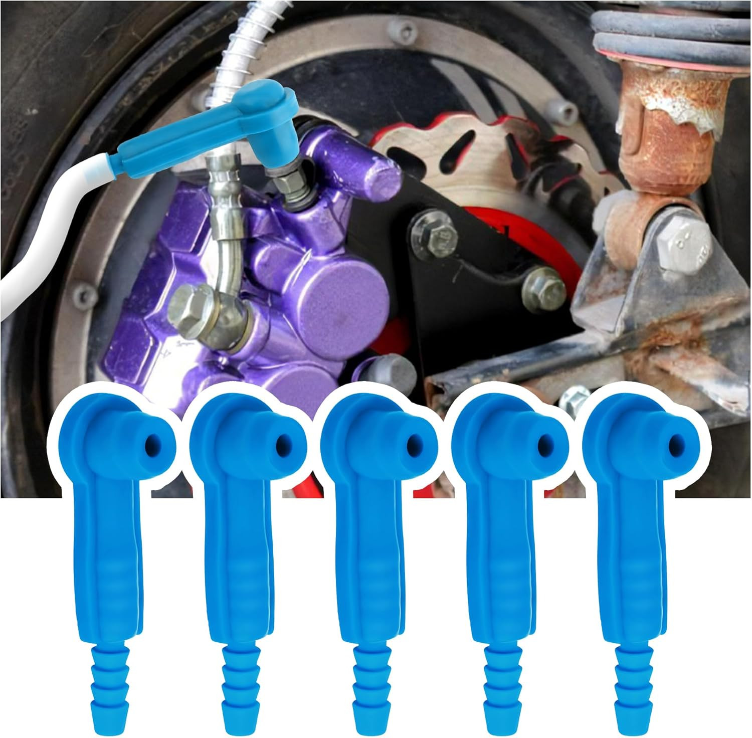 5PCS Brake Bleeder Adapter Kit,Professional Brake Bleeder Vacuum Pump Pipe Conne
