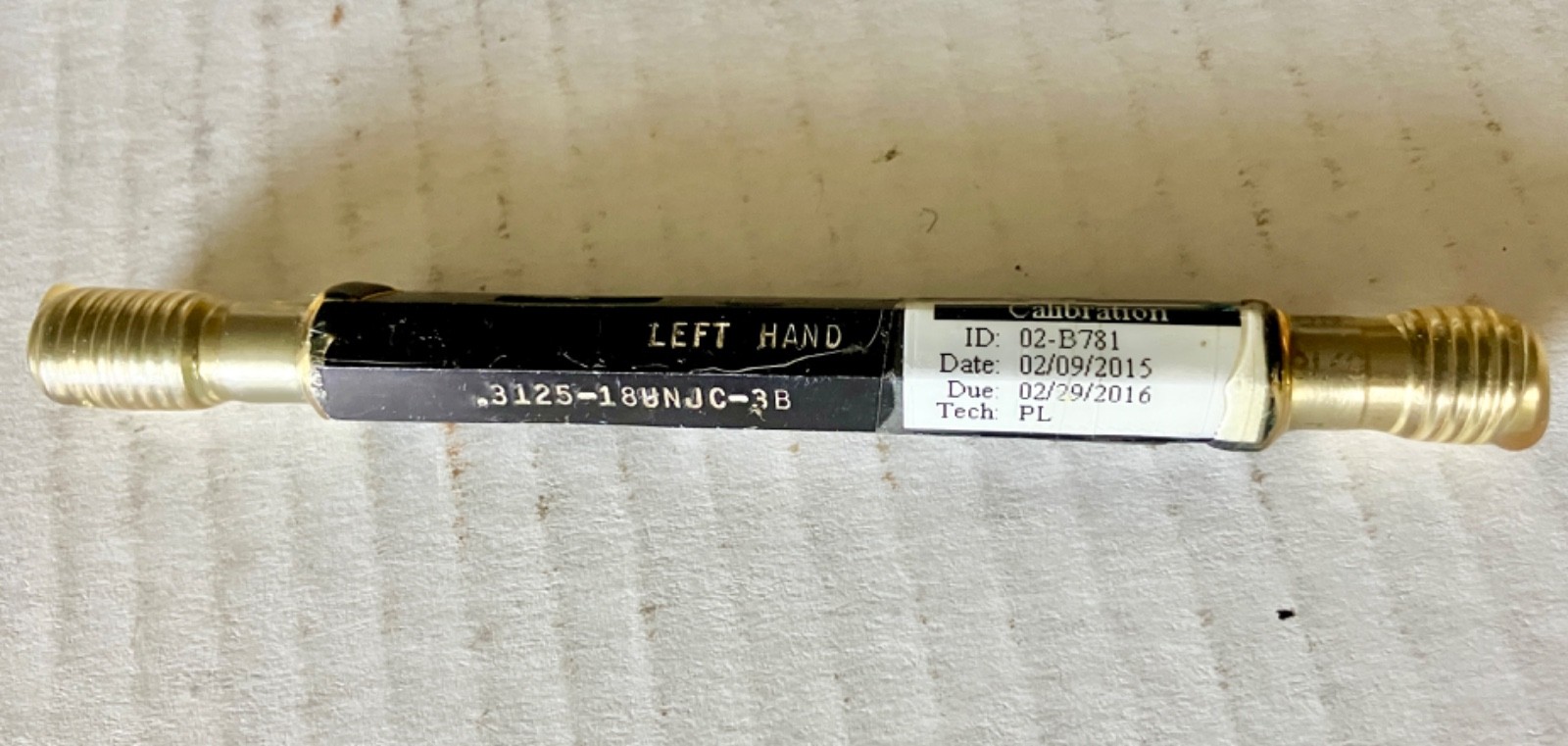 G.A. Co. 5/16-18 UNJC 3B LEFT HAND Thread Plug Gage .3125 Go No-Go = .2764 .2803