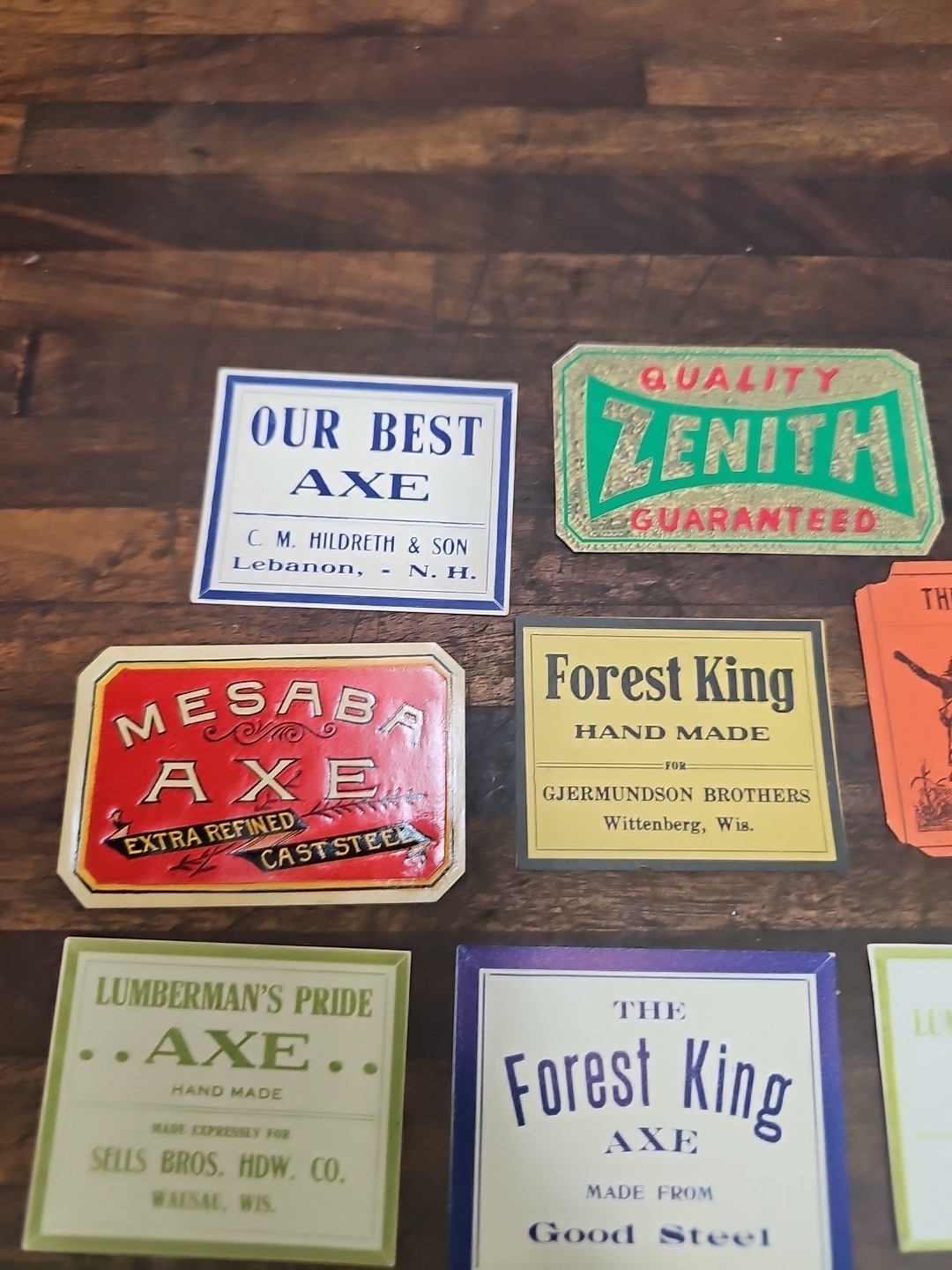 G37- Collection of vintage axe head labels (18)