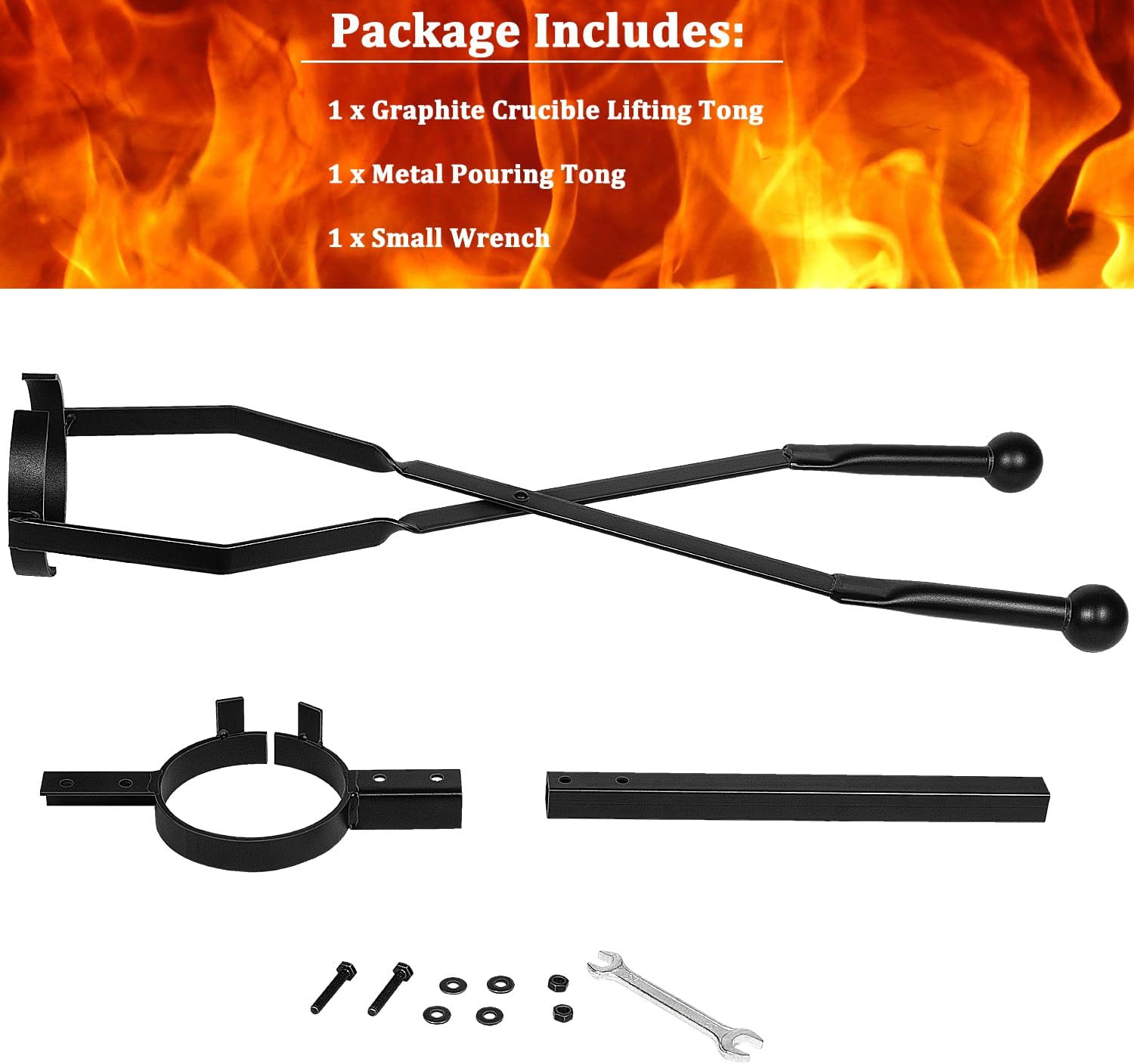 Crucible Tongs for Metal Melting & Pouring, Graphite Crucible Lifting Tong, Cast