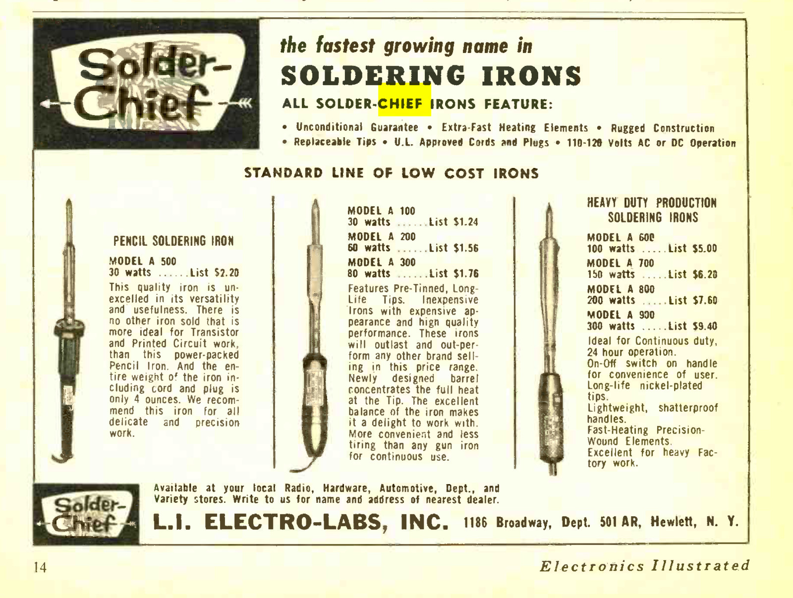 1960s Vintage Solder CHIEF Soldering Iron 80W Electro Labs Inc.