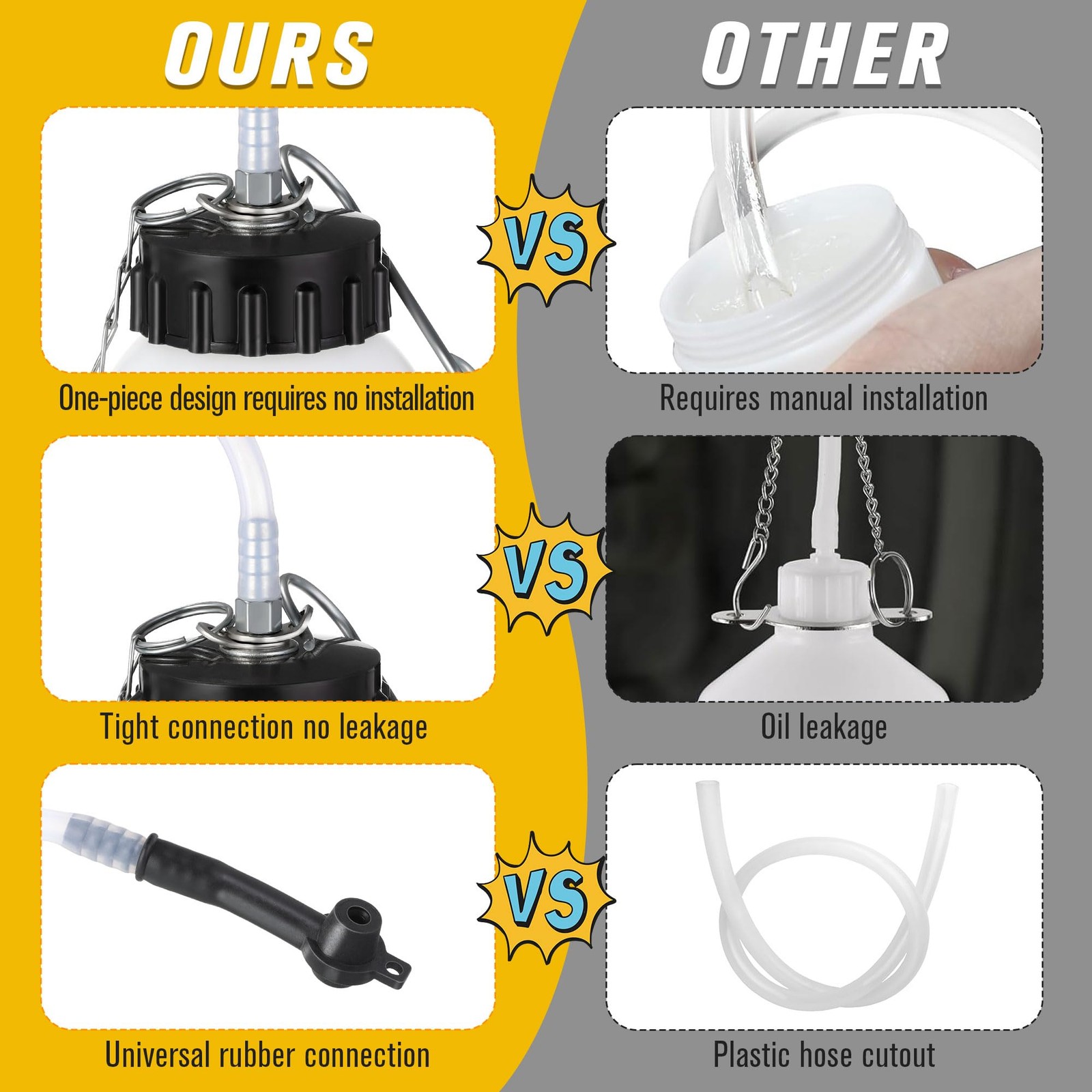 1L Brake Bleeder Bottle with 20 Inch Tube and Rubber Connector for Cars 2PCS