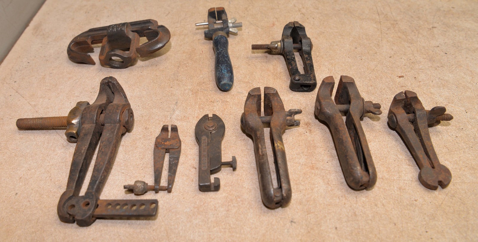 9 vintage hand pin vise blacksmith forged collectible holding antique tool lot