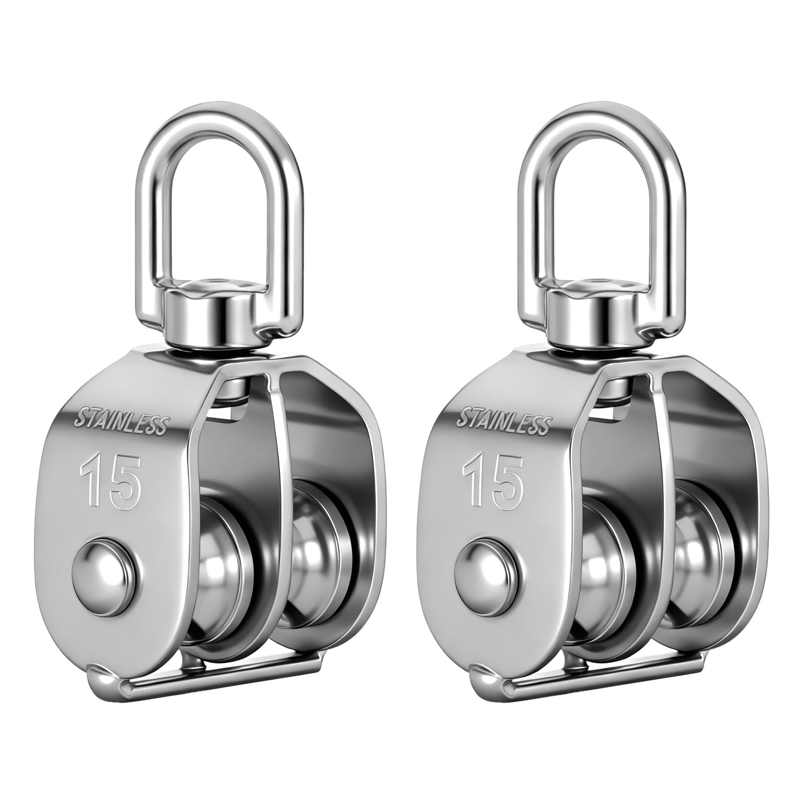 2 Pack M15 Double Sheave Pulley Block, 304 Stainless Steel Lifting Crane…