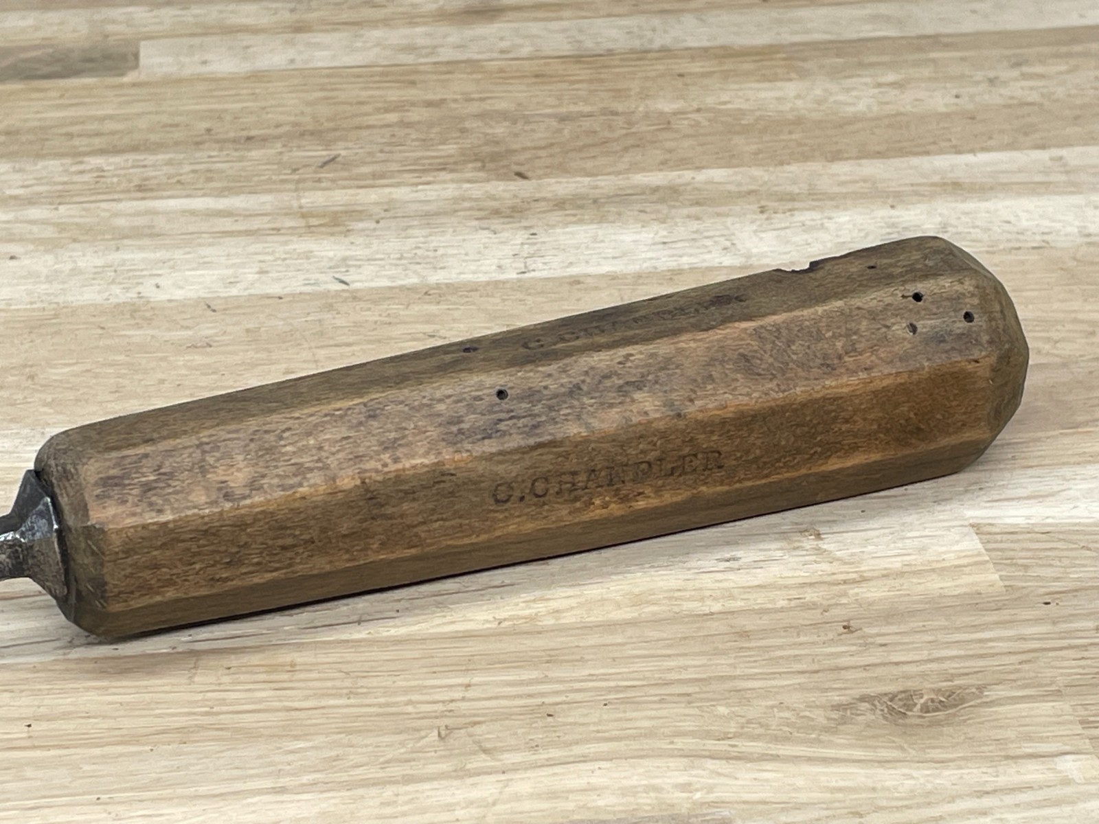 Vintage Unusual Branded Bent 15/16″ Out Canal Gouge Chisel Woodworking Old Tool