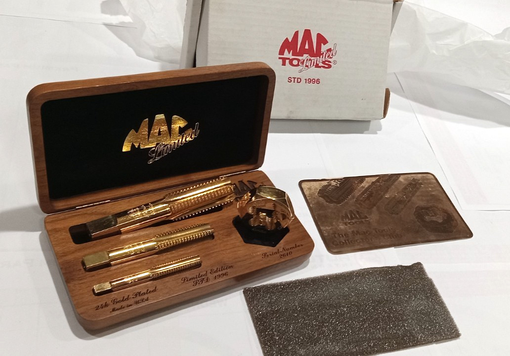 Mac Tools. STD 1996. 24kt Gold-Plated Limited Edition. Tap & Die Set #2610