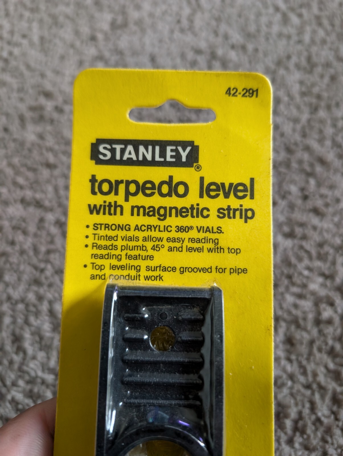 Vintage 1991 STANLEY 42-291 USA 8″ Magnetic strip Torpedo Level