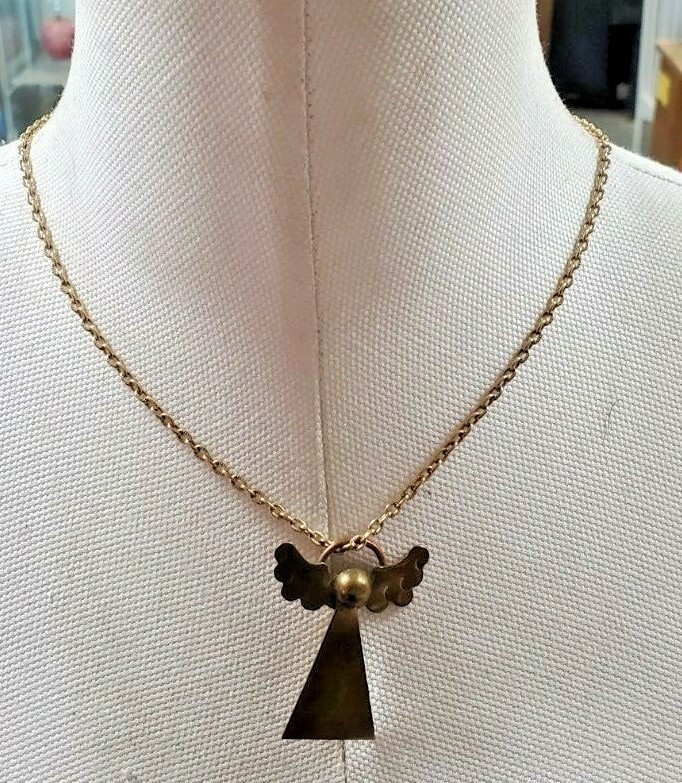 Vintage brass angel pennant made in Mexico (FC15-2-G500)