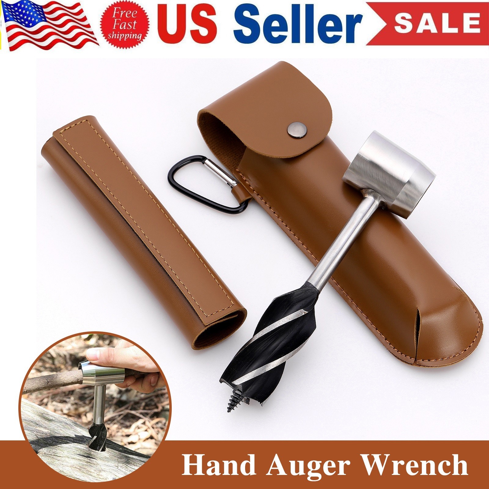 Manual Hand Auger Wrench Outdoor Survival Wood Drill Tool for Bushcraft handyman