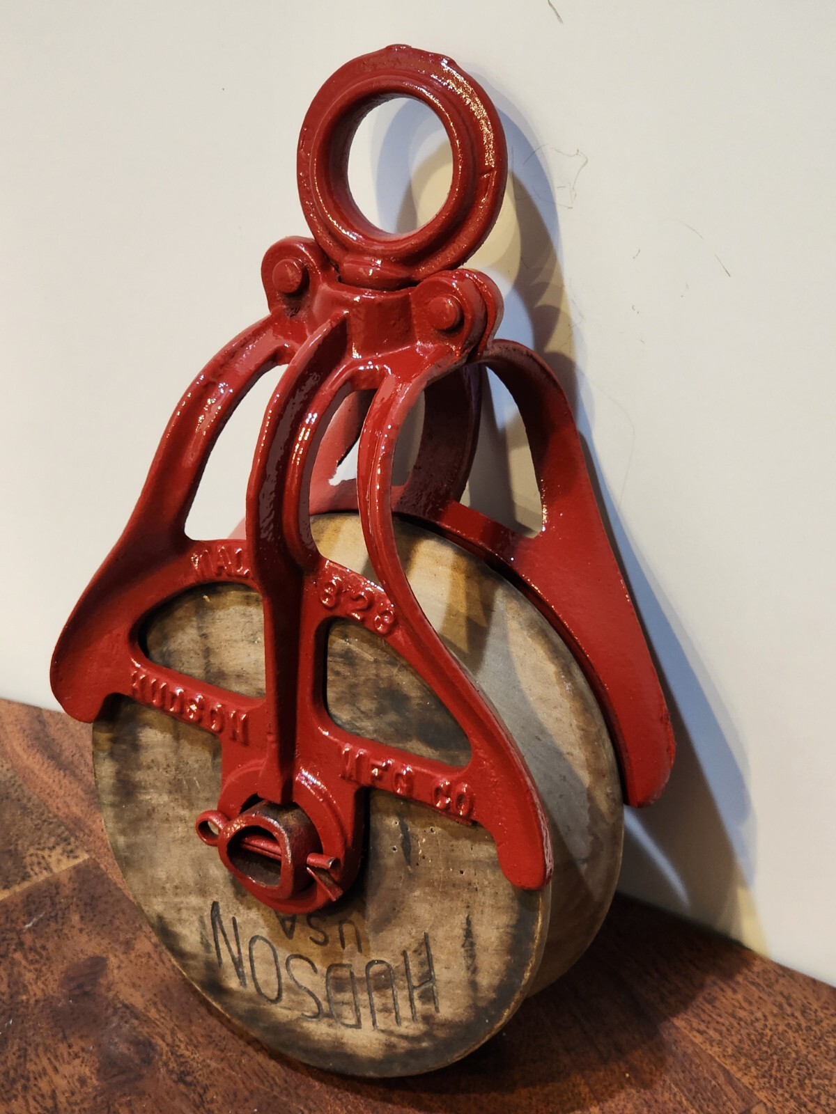 Antique Hudson Cast Iron Barn Pulley Mall 823 Original Parts Restored Red Superb