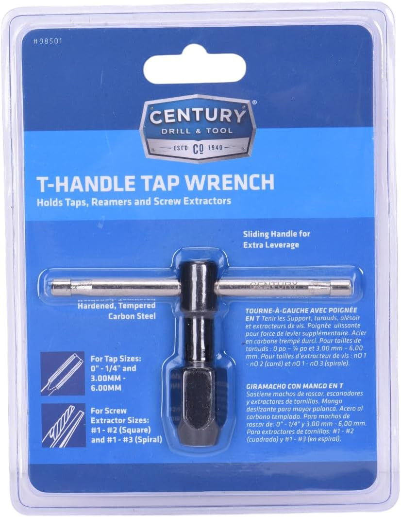 98501 T-Handle Tap Wrench, 0″-1/4″, 3.0-6.0Mm | High Carbon Steel, T-Handle Tap
