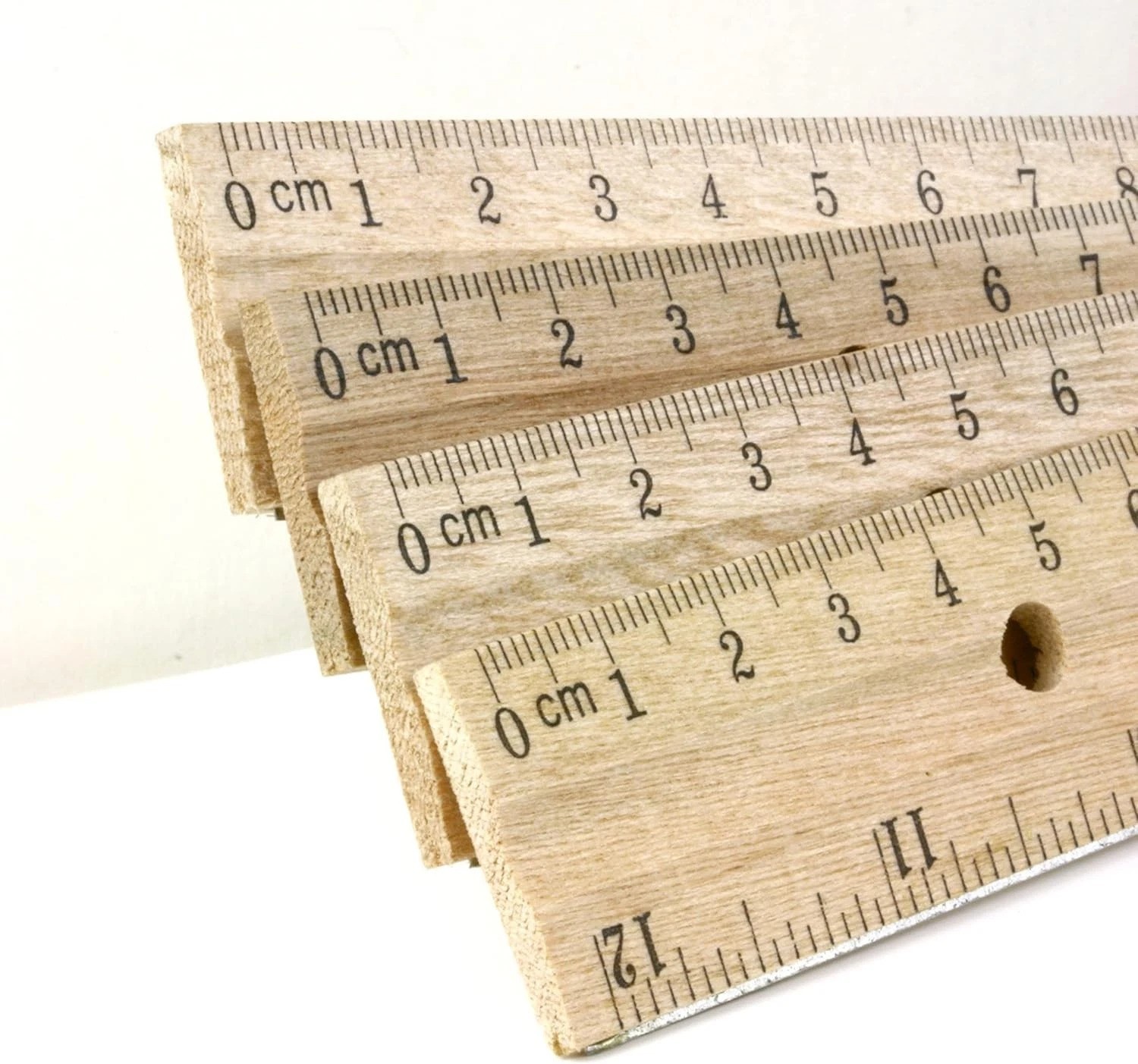 24-Pack Wooden Rulers, Metal Edge, Inch & Metric
