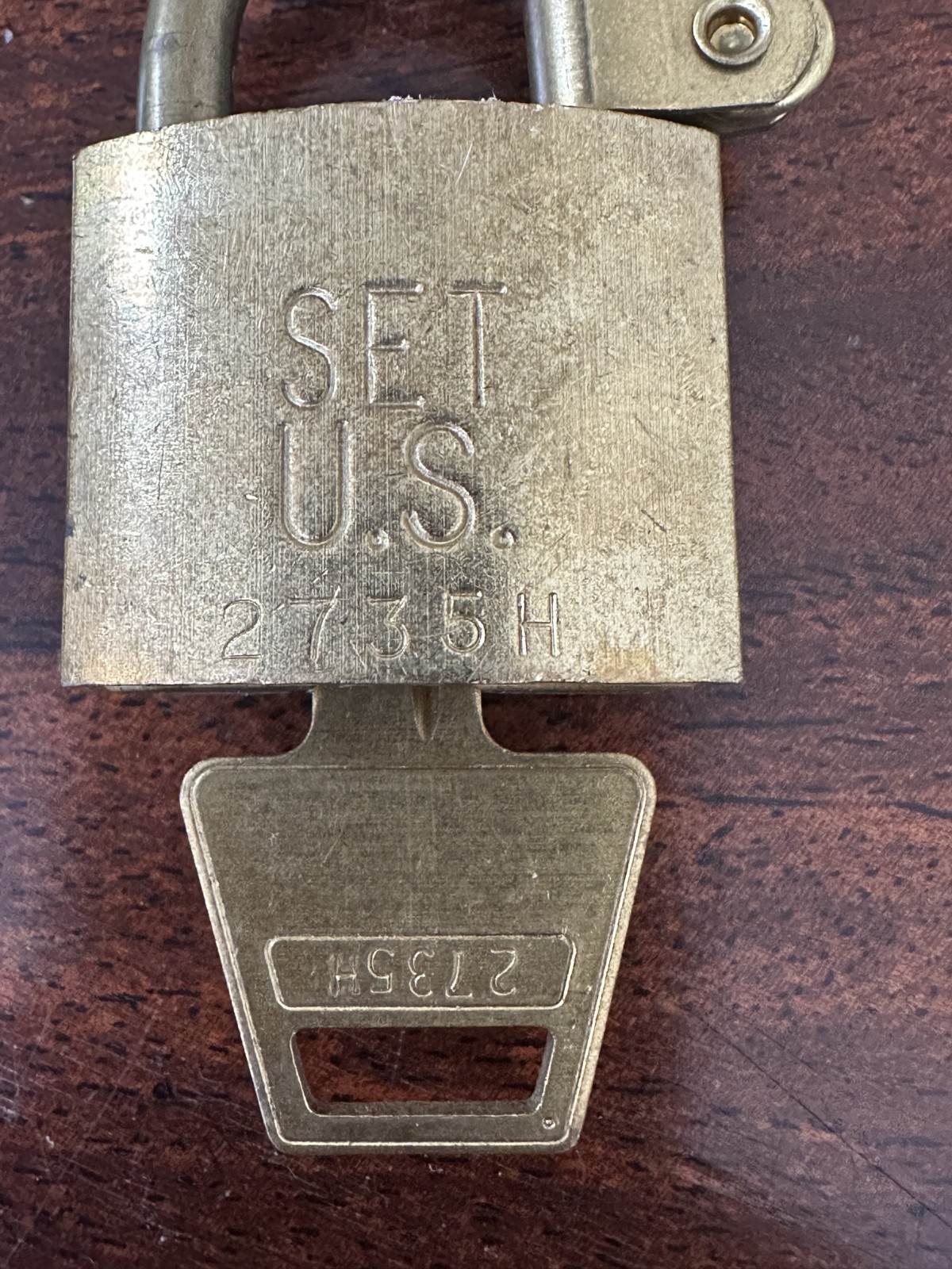 Vintage Padlock Military American Lock Co. Brass W/Chain & Keys Collectible