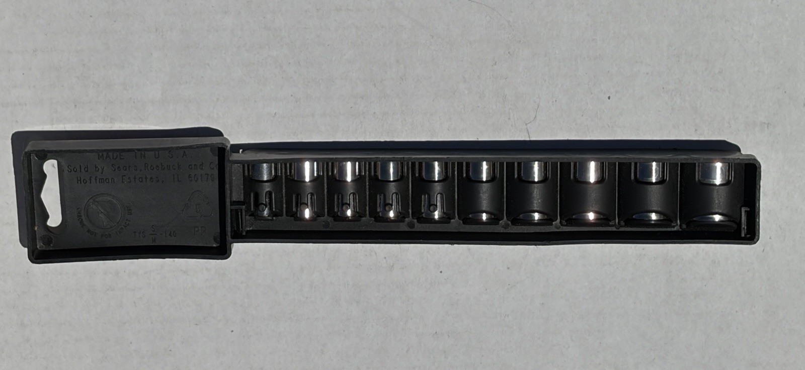 NOS CRAFTSMAN USA 1/4″ 10-PC EASY READ SAE SOCKET SET 3/16″-9/16″ #34560