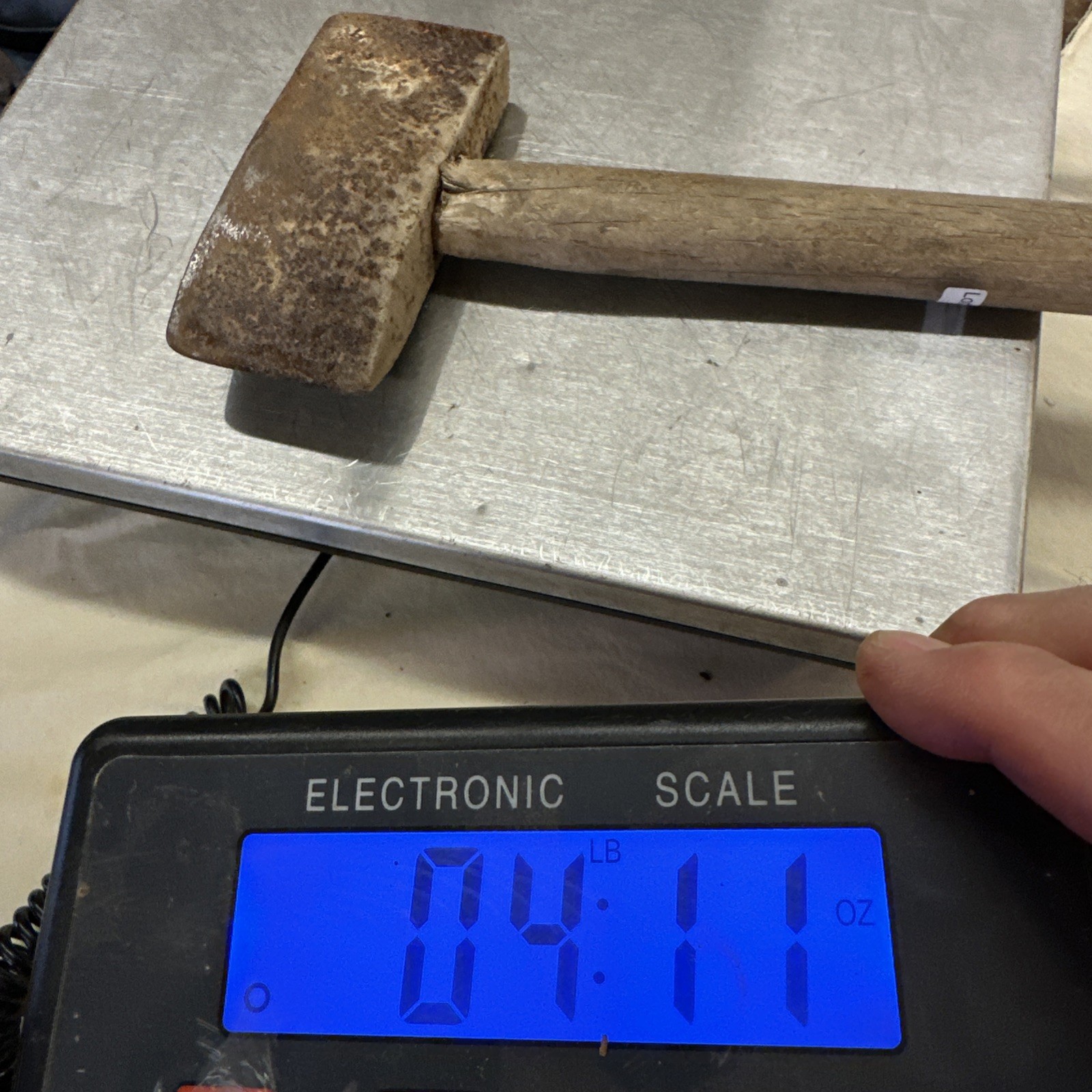 Antique Short Handled Blacksmith Sledgehammer 4-1/2 Pounds, 6”x3” Head