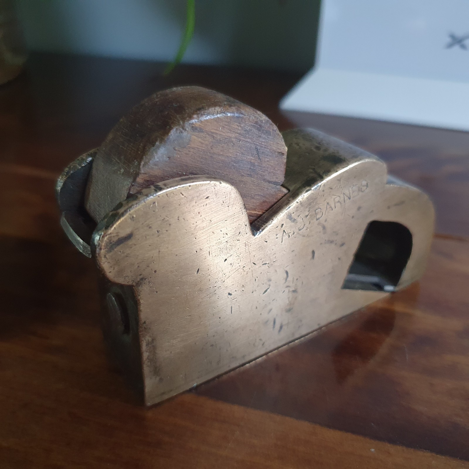 Working Antique Gun Metal Preston Bullnose Plane 1″ (25mm) Blade Oak Wedge