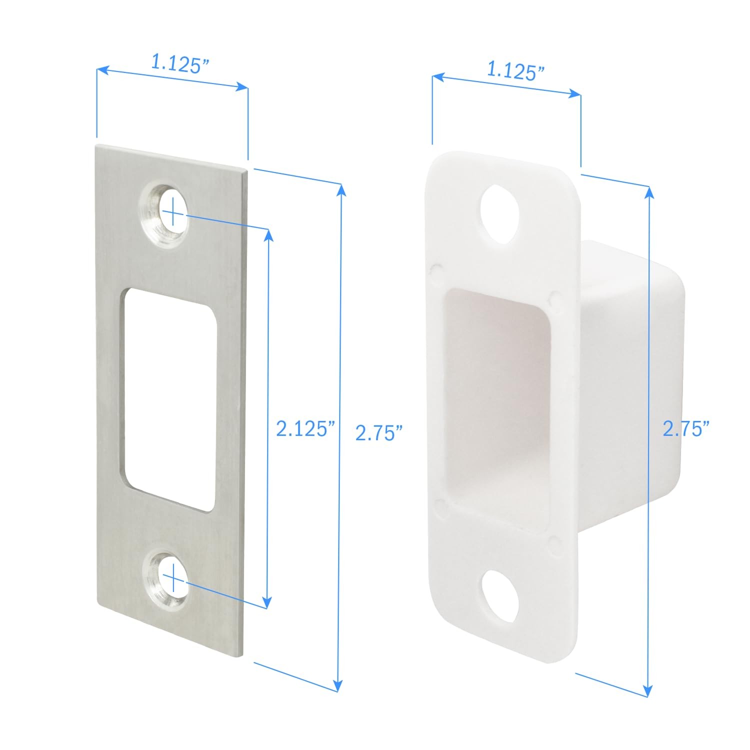 Nuk3y Deadbolt Strike Plate Square Corner 1-1/8″” x 2-3/4″” Stainless Steel