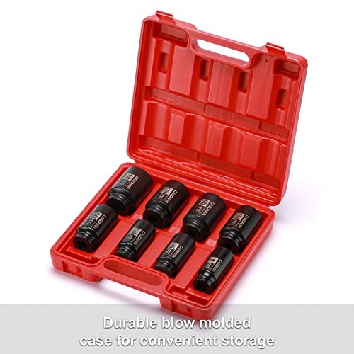 1/2-Inch Drive Deep Spindle Axle Nut Impact Socket 1/2″ Dr. 8pcs (1″ – 1-1/2″)