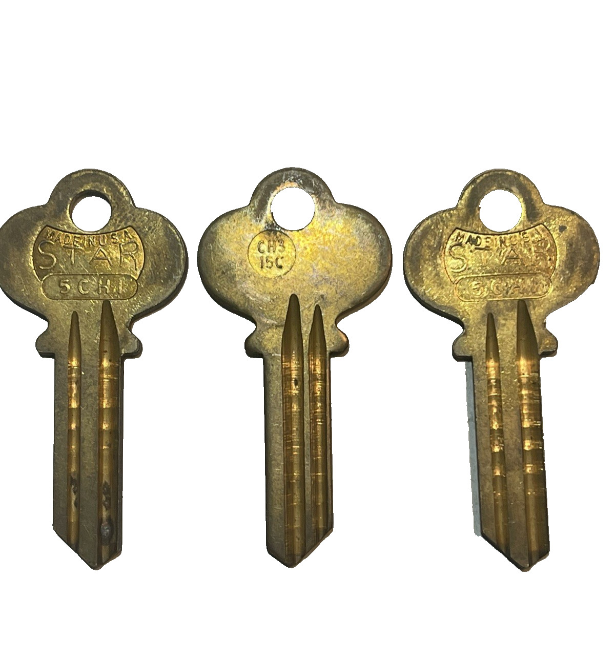 LOT of 3 STAR Key Blank Blanks USA Uncut Brass NOS 5CH1 Challenger Hollymade