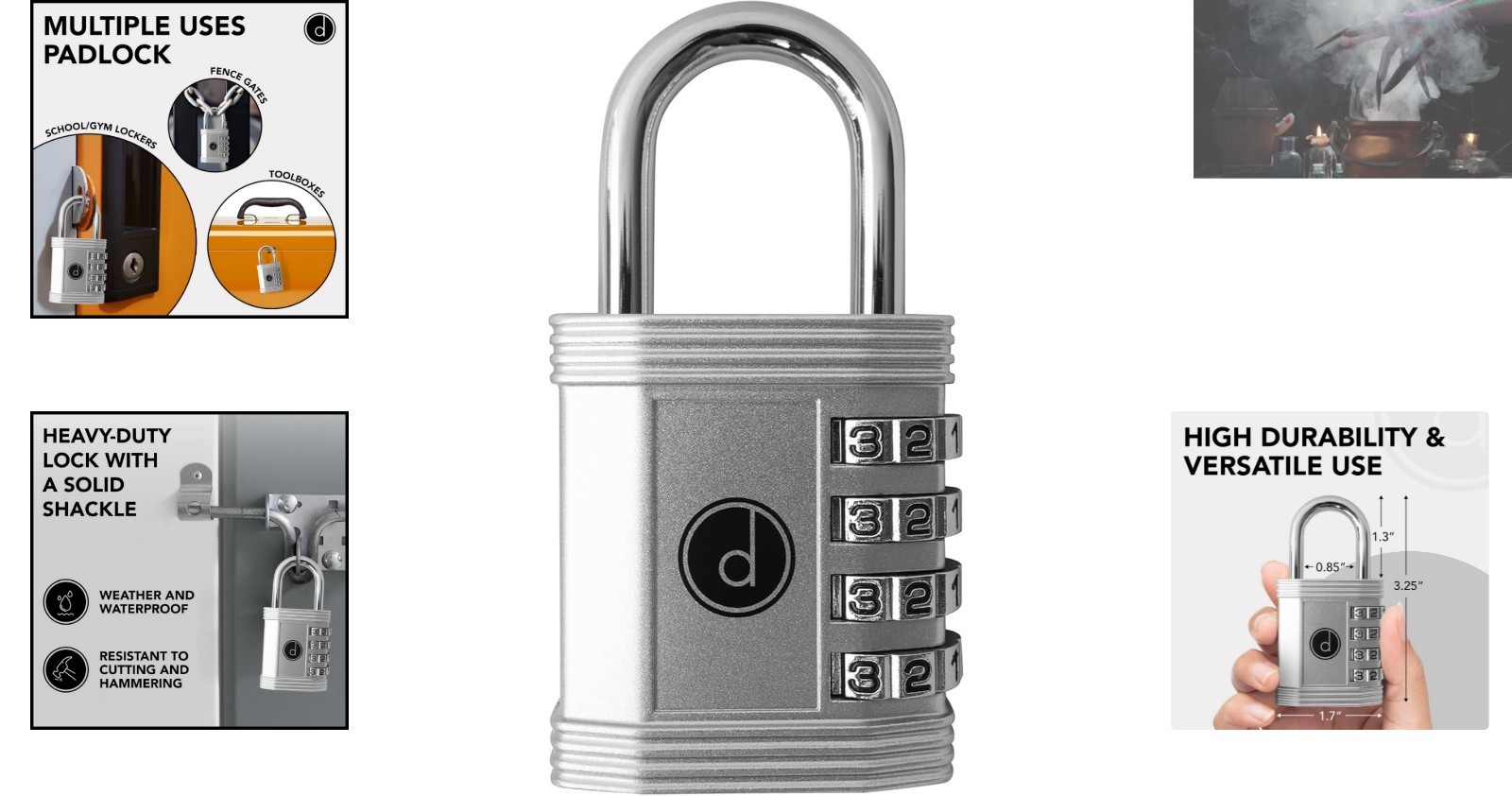 Versatile 4 Digit Combination Lock – Weather-Resistant for Gym Lockers & Gates