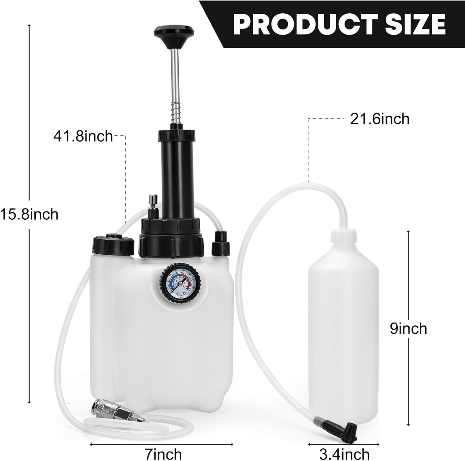 3L Brake Bleeder Kit w/ 4 Adapters 43.5mm 45mm 49.5mm 50.7mm & 1L Bottle for Car