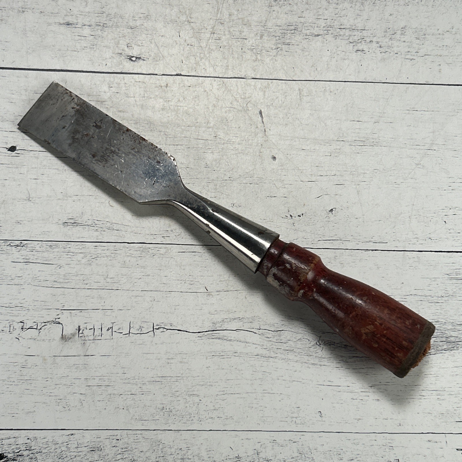Vintage Stanley No 750 Bevel Edge Socket Chisel 1-1/4″ Wood Handle 1940s-1960s
