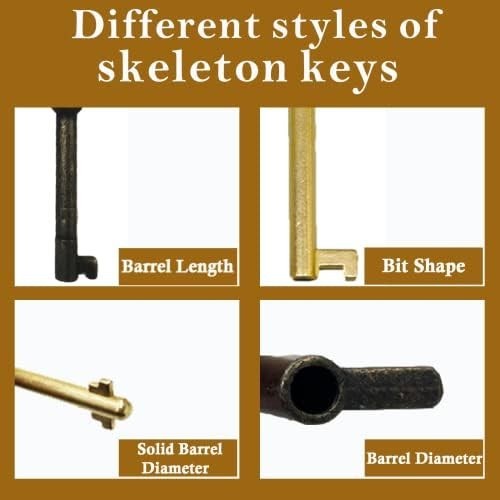 10 Pack Antique Style Skeleton Replacement Keys for Cabinet Furniture Locks