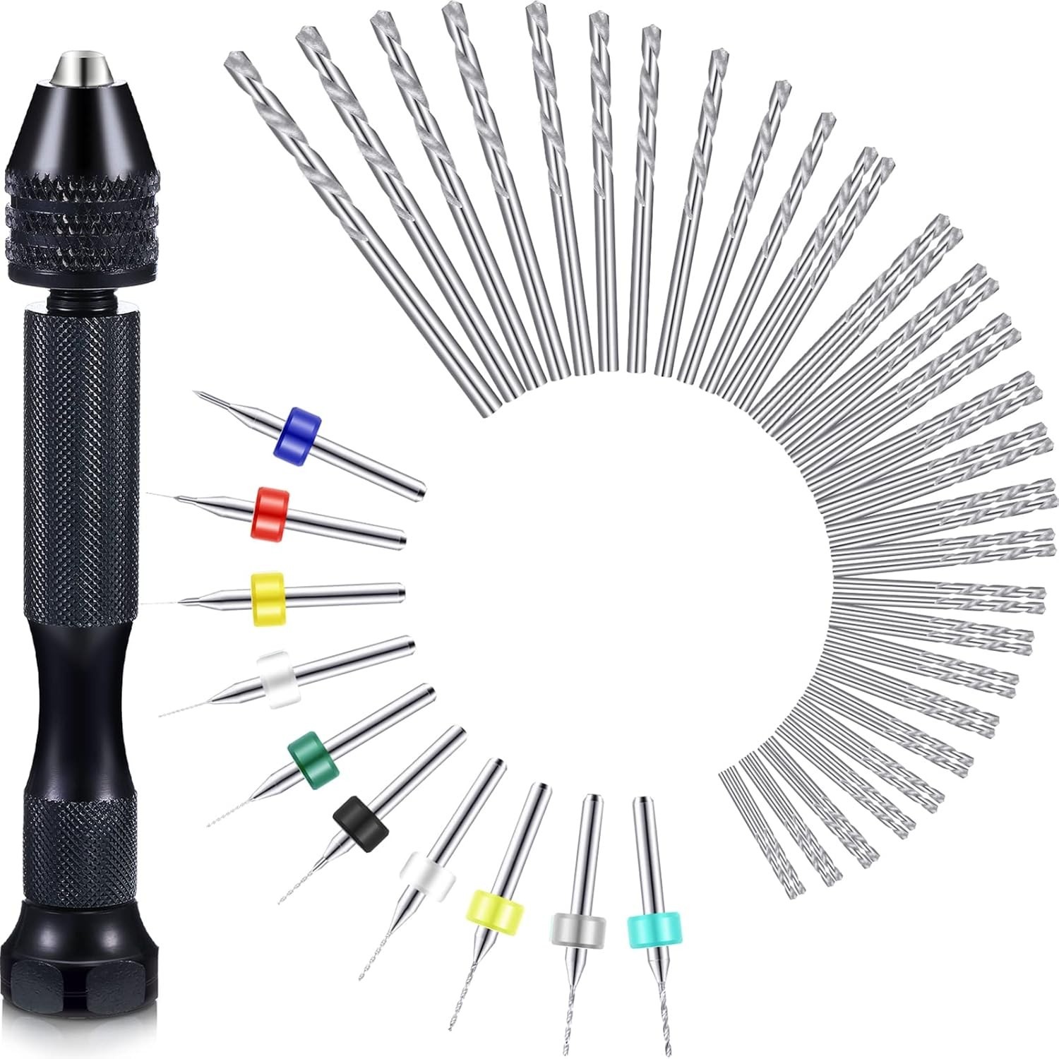 57-Piece Hand Drill Set with Pin Vise & Micro Twist Bits for DIY Crafts