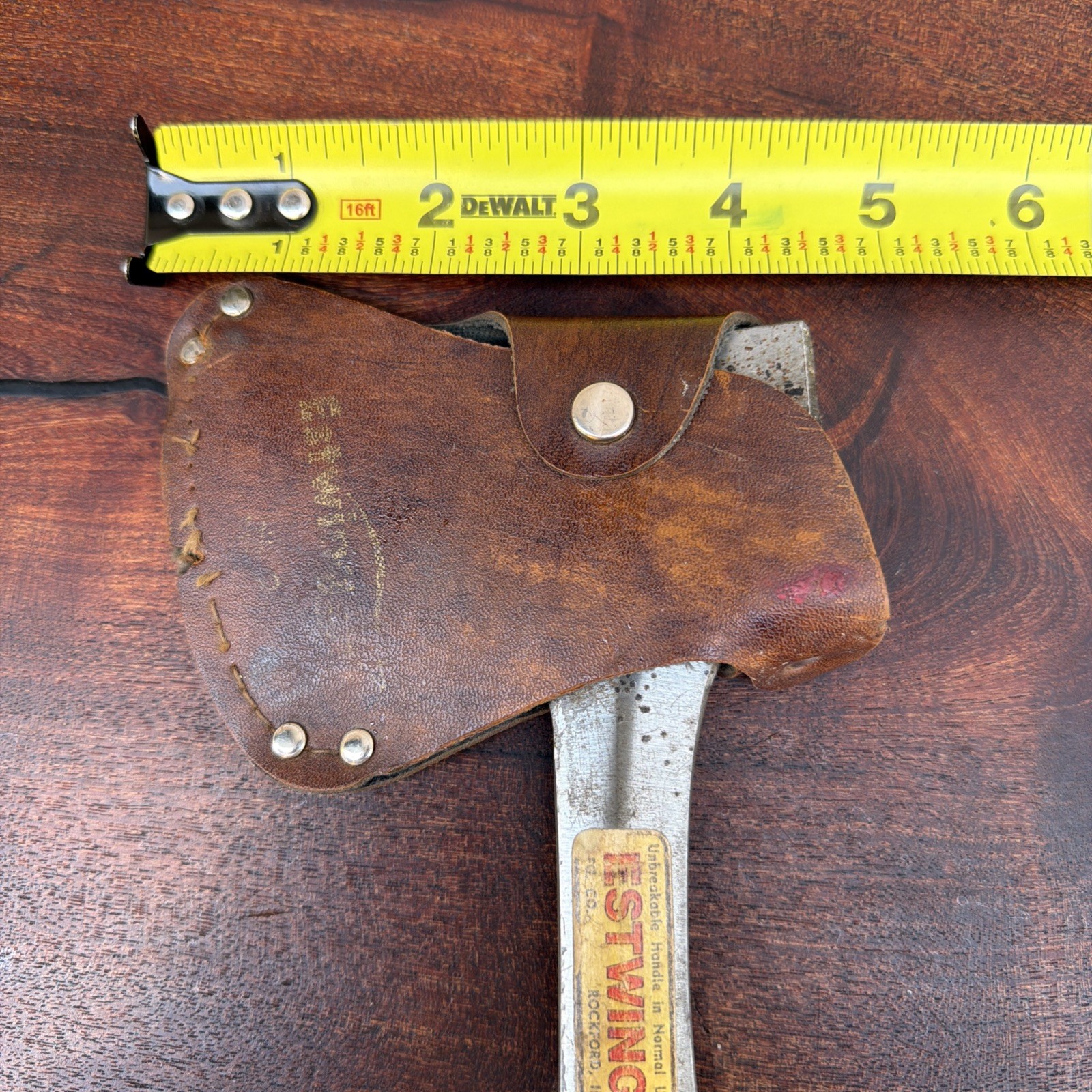 Vtg Estwing 14A Belt Hatchet Axe Stacked Leather Handle w/ Original Sheath USA