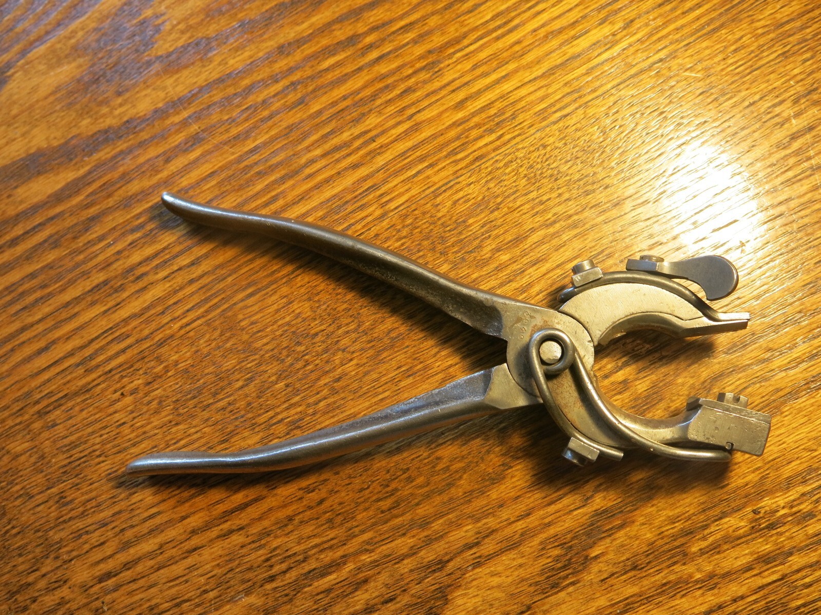 antique Button Setting pliers Patented Ham’s 1882 tool for Attaching Buttons