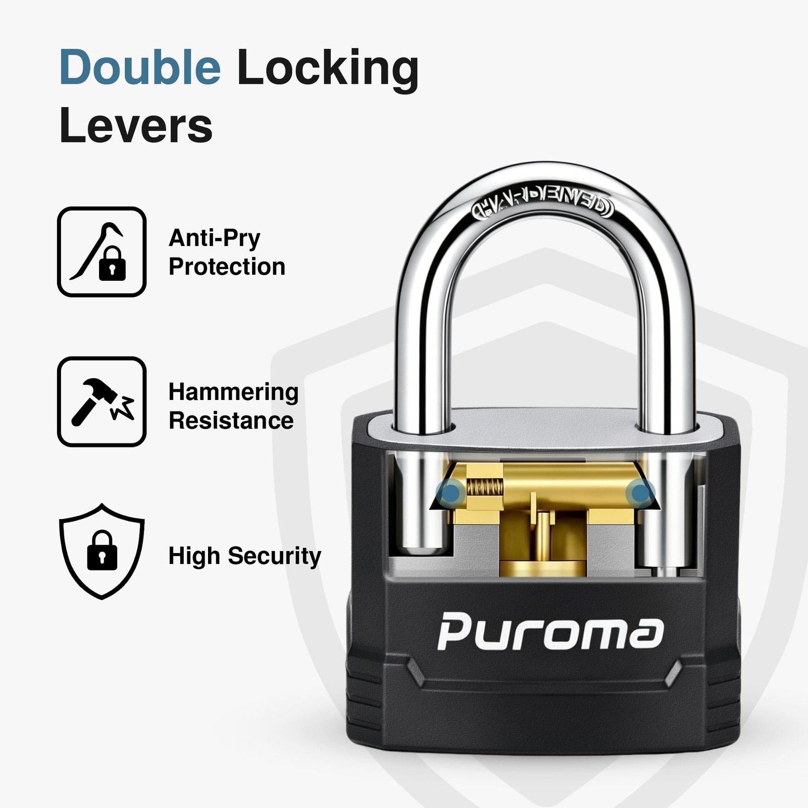 Lock Heavy Duty Keyed Padlock with 3 Keys Alike, 1-2/3 Inch Outdoor Anti-Cut …