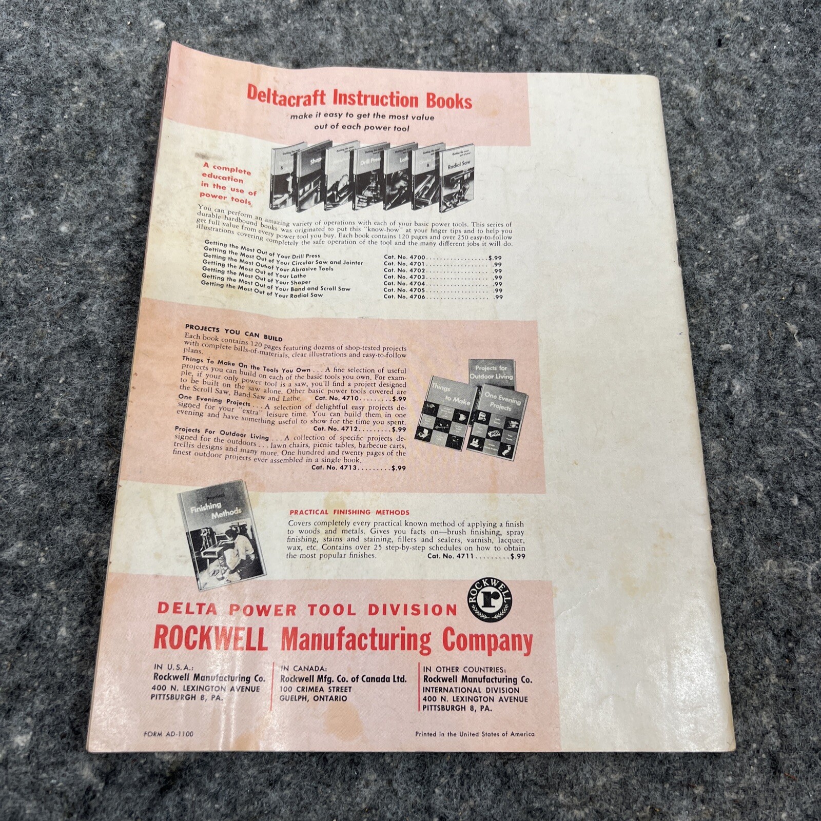 Delta Rockwell Catalog Homecraft Power Tools 35 Pgs Vintage 1957