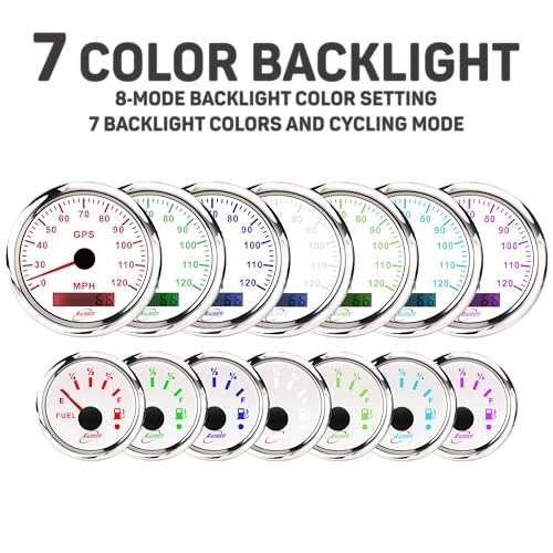 6 Gauge Instrument Set – 85mm (3-3/8″) GPS Speedometer 120 MPH & 120MPH White
