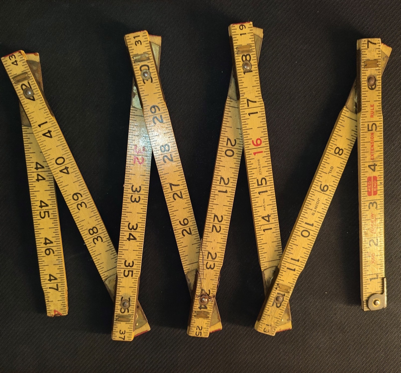Lot of 2 Vintage Folding Wooden Carpenter’s Rulers