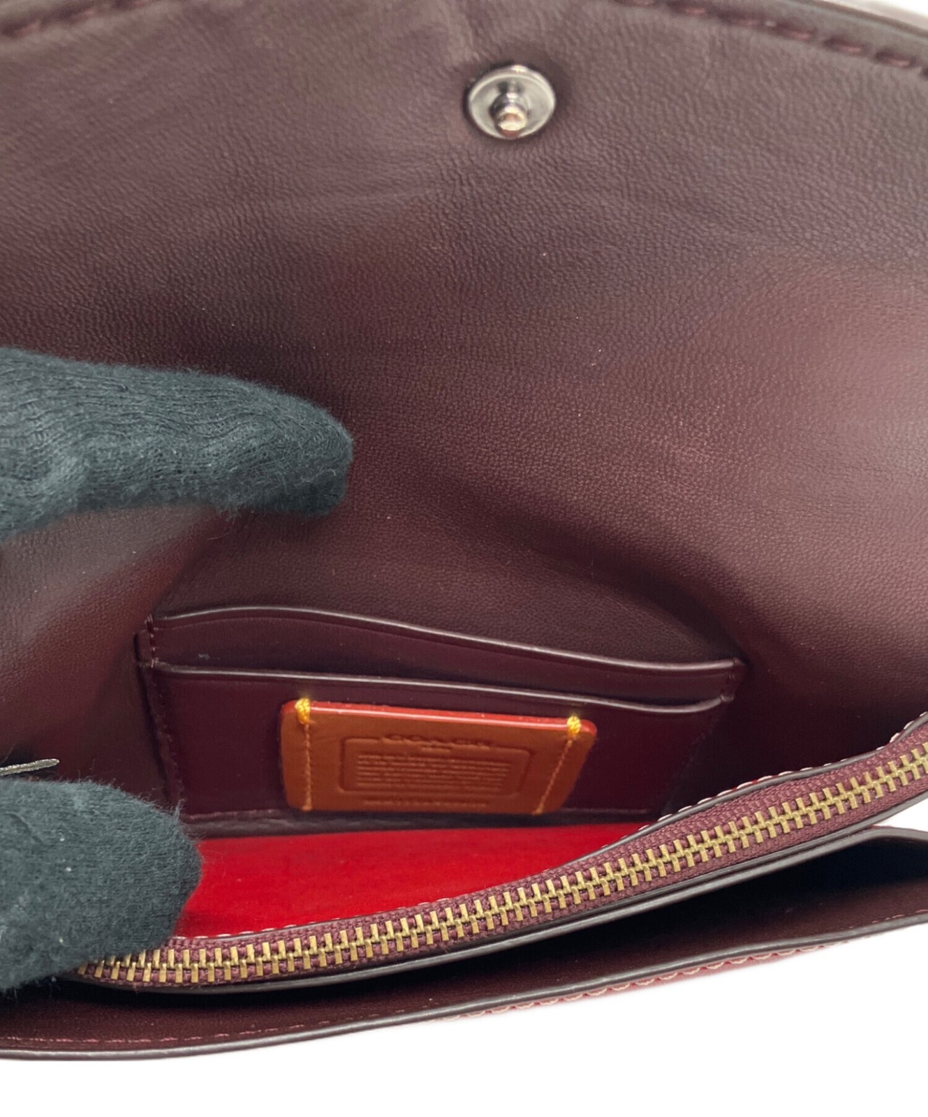 COACH Long Wallet 58818 Burgundy Used Ladies Accessories 11cm x 18.5cm