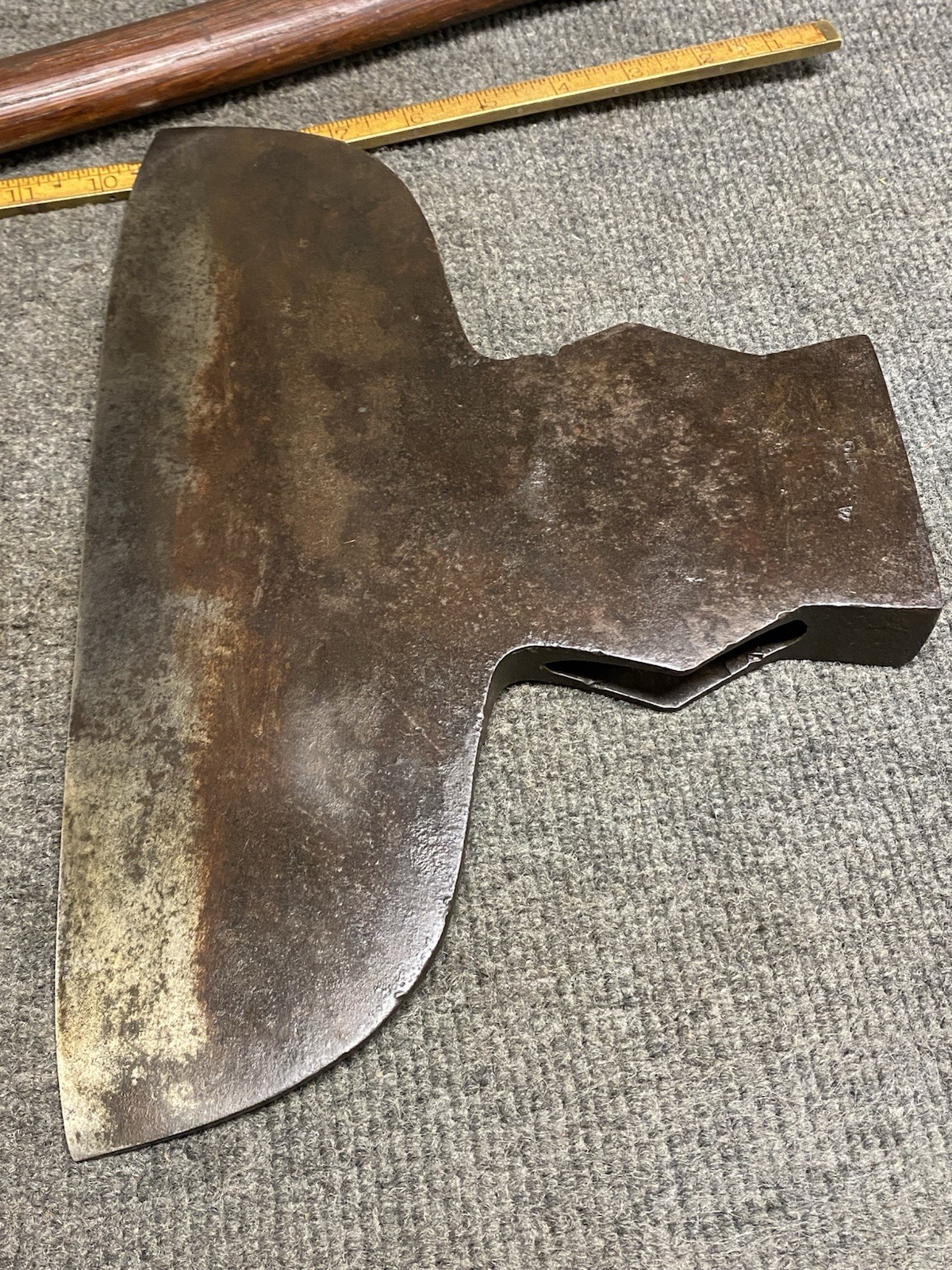 Rare Antique K. Root 1800’s 12-1/2” Broad Axe With Original Handle Never Used