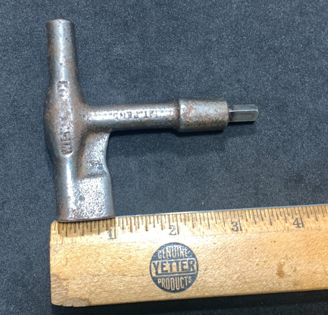 Antique Vintage Cast Iron T Handle Valve Key Wrench Multi- Tool PAT PENDING