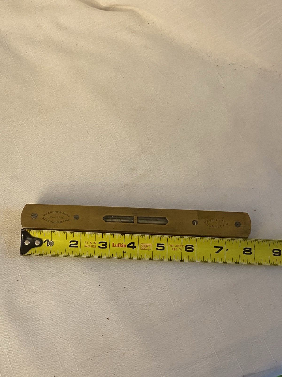 VTG Wood + Brass Spirit Level J.RABONE & Sons Makers Warranted Correct