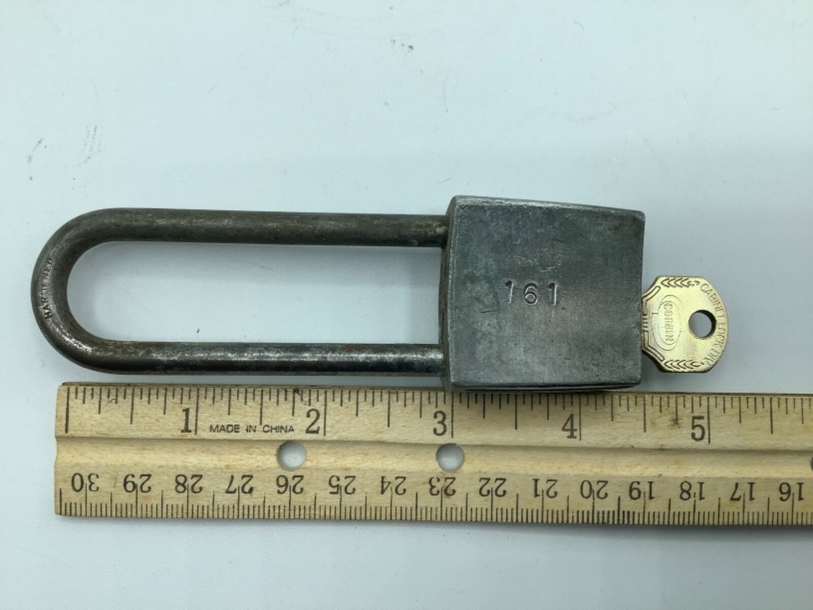 VINTAGE CORBIN Bike Bicycle PAD LOCK WITH KEY, MADE IN USA