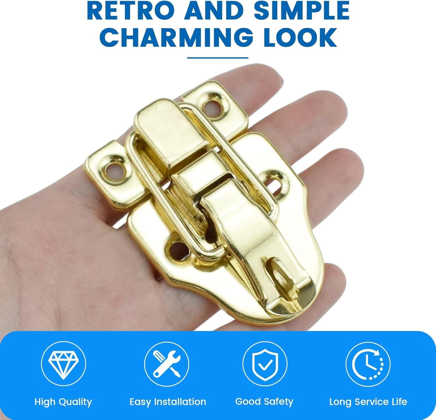 2-Pack Retro Gold Style Box Toggle Latch Antique Metal Duckbilled Hasp Latch …