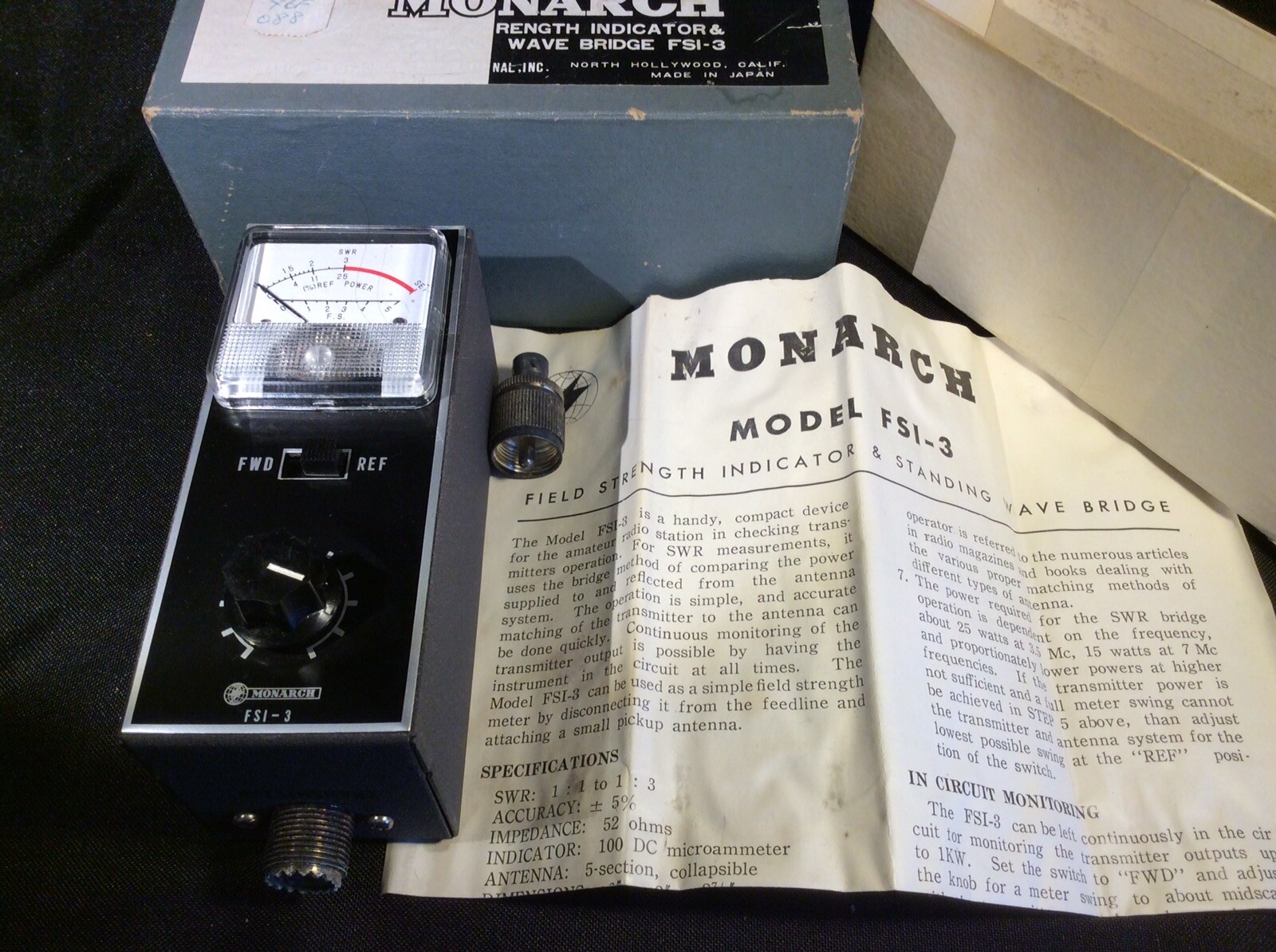 Monarch Field Strength Indicator & Standing Wave Bridge FSI 3 Transmitter Boxed
